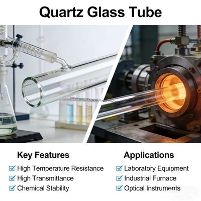 ποιότητας  Factory Made High Temperature Resistant Quartz Glass Tube with 99.99% SiO2 Purity and 1100℃ Working Temperature Εργοστάσιο