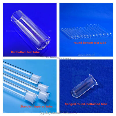 ποιότητας  Factory made high temperature resistant fused quartz glass tubes  flat/round bottomrtest tubes for laboratory use Εργοστάσιο
