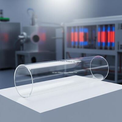 Σωλήνας από χαλαζία υψηλής καθαρότητας SiO2>99,99% για φούρνο με θερμοκρασία λειτουργίας 1250°C, προσαρμοσμένη εξωτερική διάμετρος 100-1000mm